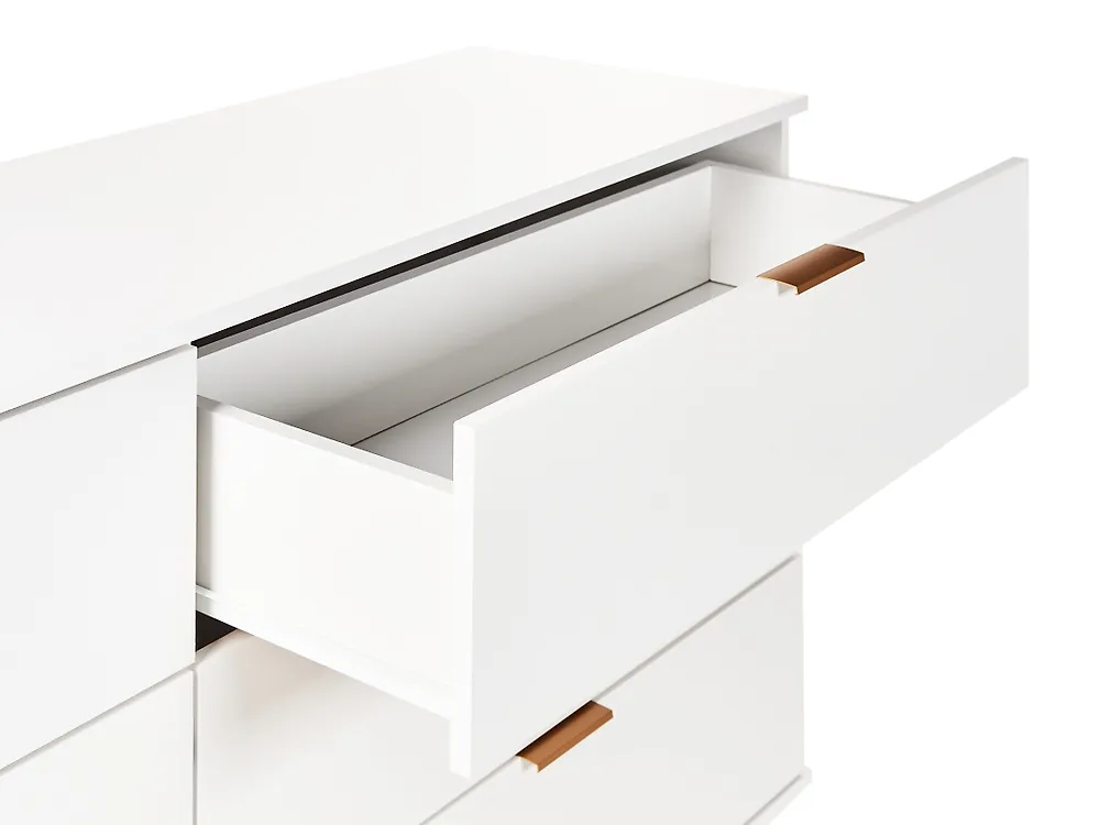 Commode 6 Tiroirs Blanc Bois - Dimensions 40 X 32 X 93 Cm - Rangement Chambre, Salon, Bureau - Meuble D'appoint Moderne Et Fonctionnel - 5