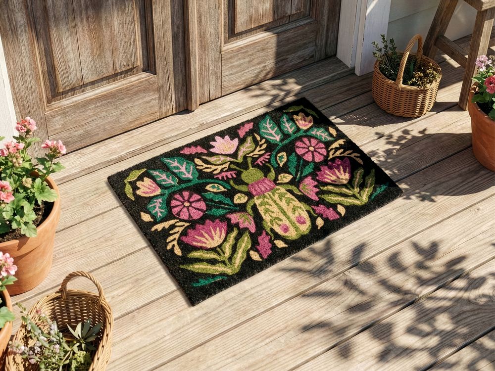 Fussmatte SELAWIK Bunt 50 x 80 cm Blume Kokosfasern