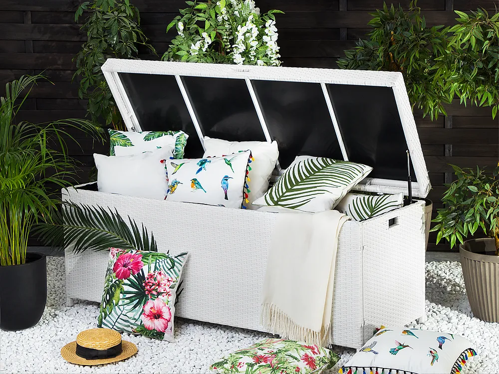 Storage Box MODENA 158 cm 63 cm PE Rattan White_1155497