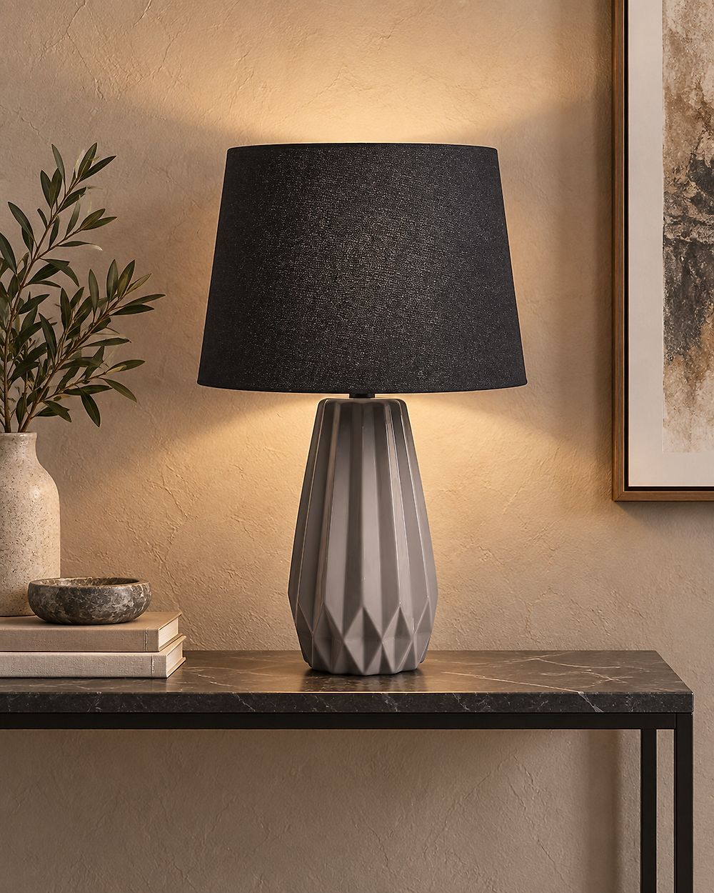 Tischlampe MONTAGUA Keramik Grau