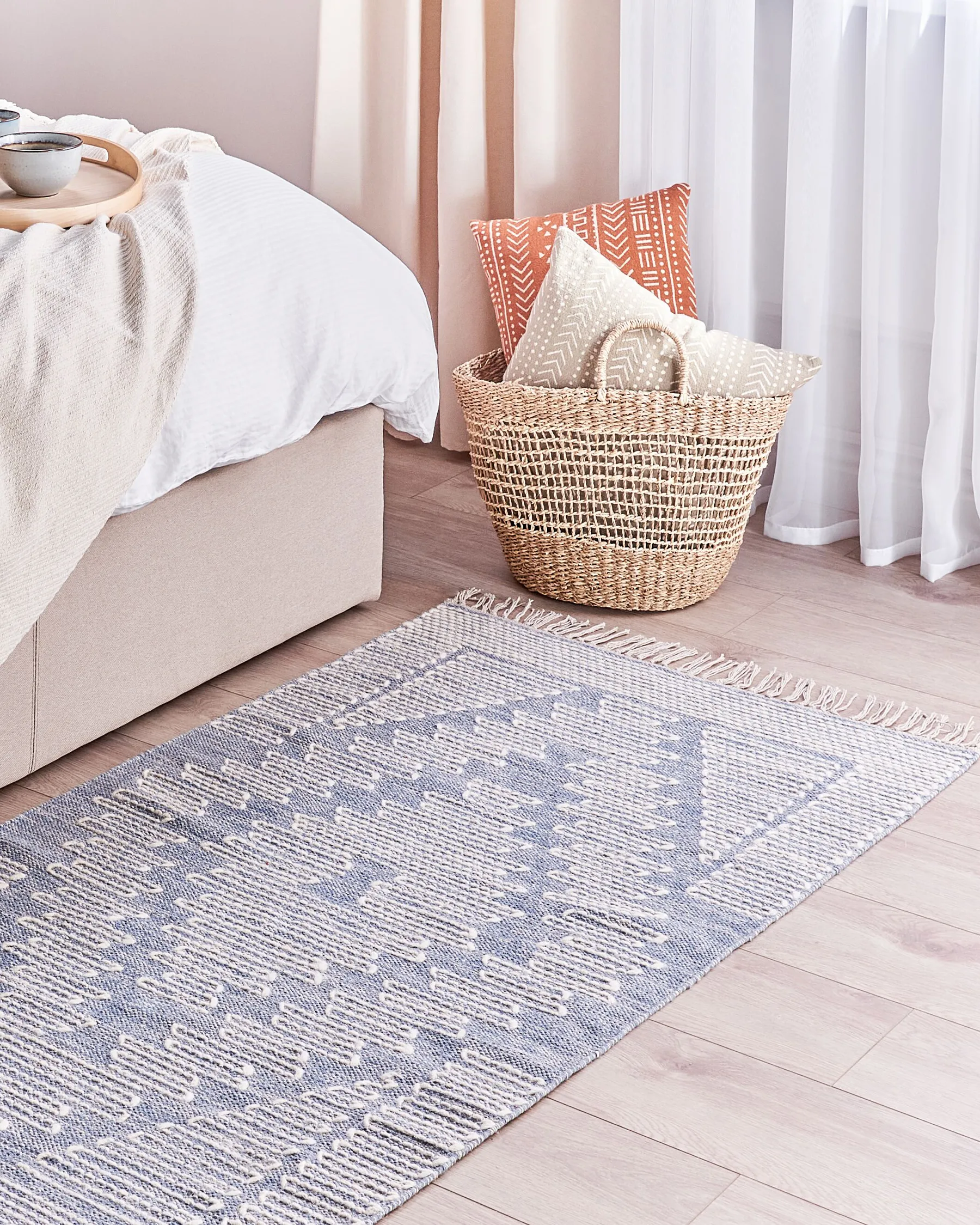 Tappeto ANSAR Blu 80 x 150 cm Cotone_861014