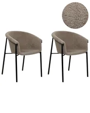 Set of 2 Dining Chairs AMES Boucle Taupe_887219
