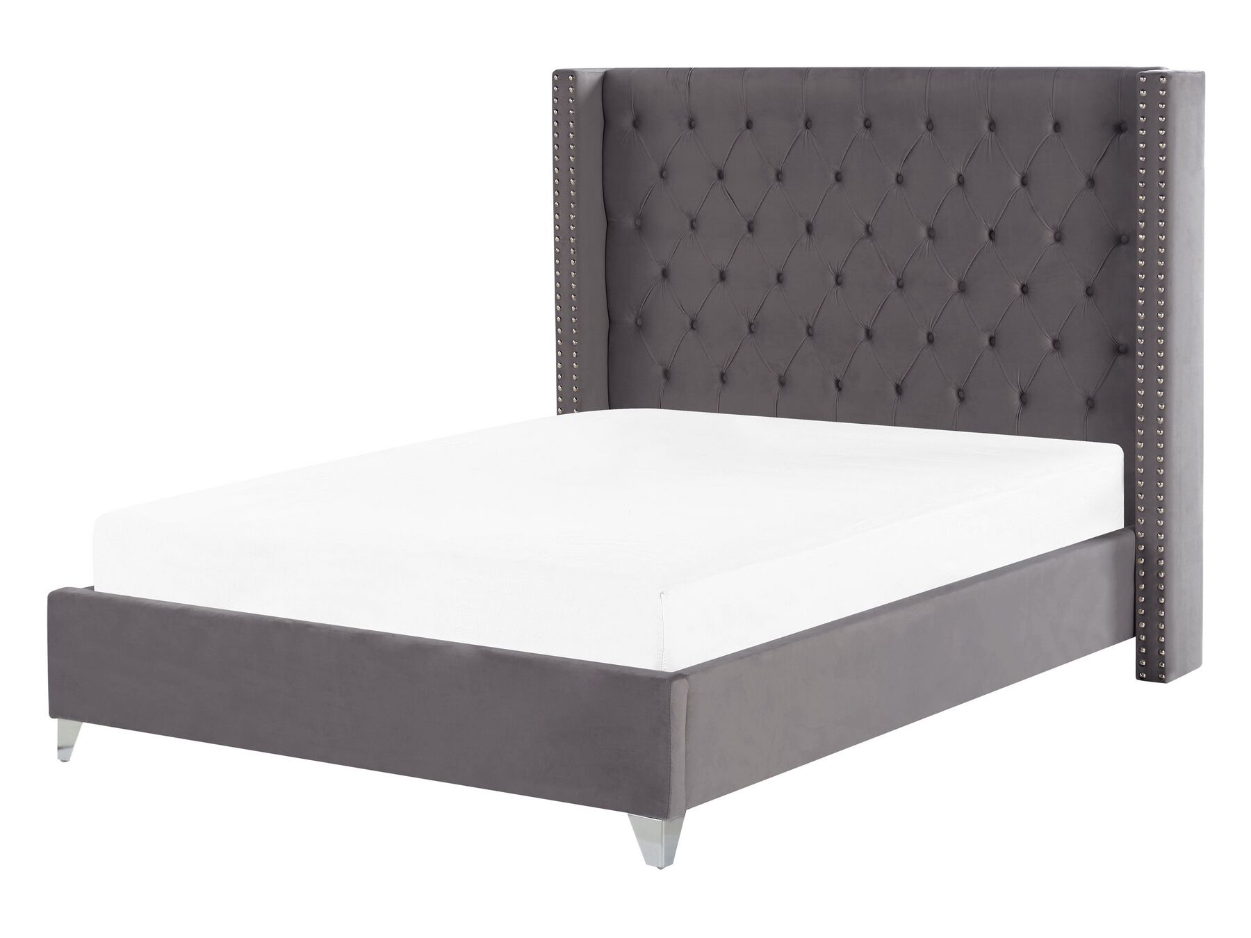 Sametová postel 140 x 200 cm šedá LUBBON_832329
