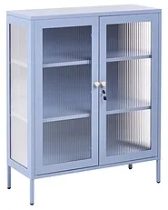 Glass Display Cabinet HARLYN  90 cm Metal Blue_1160843