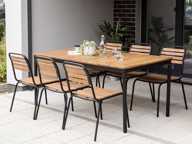 6 Seater Acacia Wood Garden Dining Set Light VALLESE