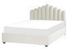 Zamatová posteľ s úložným priestorom 160 x 200 cm krémová biela VINCENNES_837368