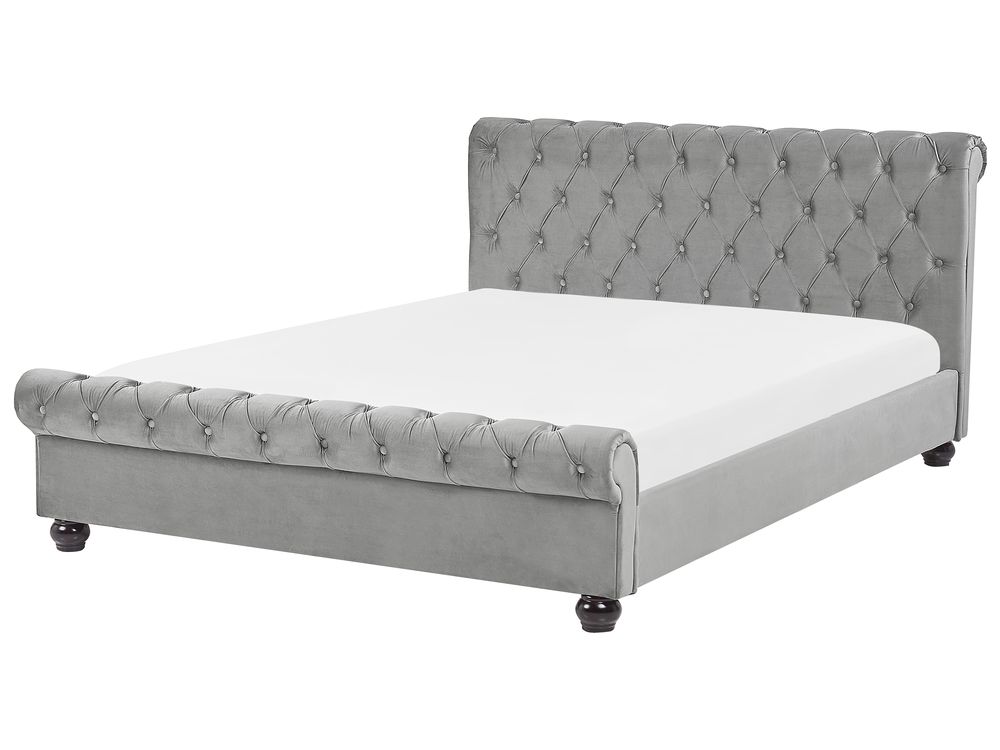 Letto ad acqua Velluto AVALLON 180 x 200 cm Grigio
