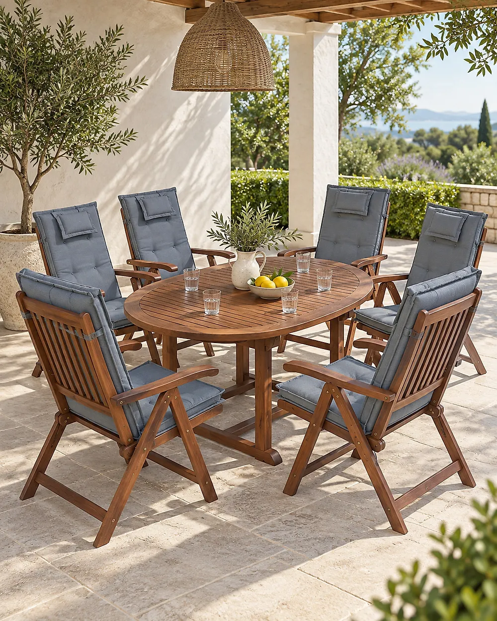 Sitzauflagen 6er Set JAVA/AMANTEA 50 x 70 cm Blau_1177671