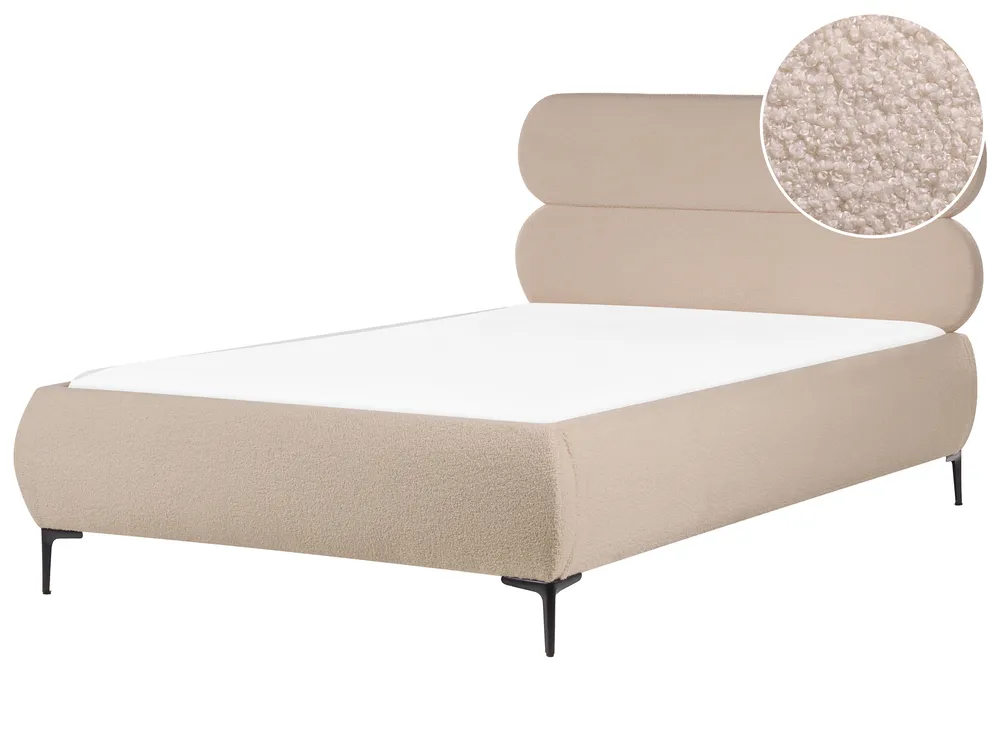 Bed Boucle LESSAY 120 x 200 cm (EU Small Double) Taupe