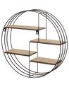 4 Tier Geometric Wall Shelf Black and Light Wood SANDIA_715794