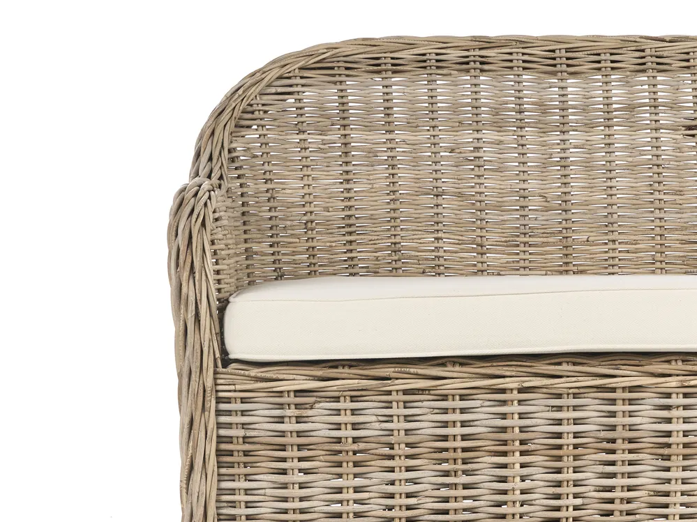 Ławka ogrodowa z poduchą SUSUA 150 cm z otomaną Rattan Naturalny_957584