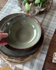 Set di 4 piatti grandi THYME Gres porcellanato Verde scuro_999708