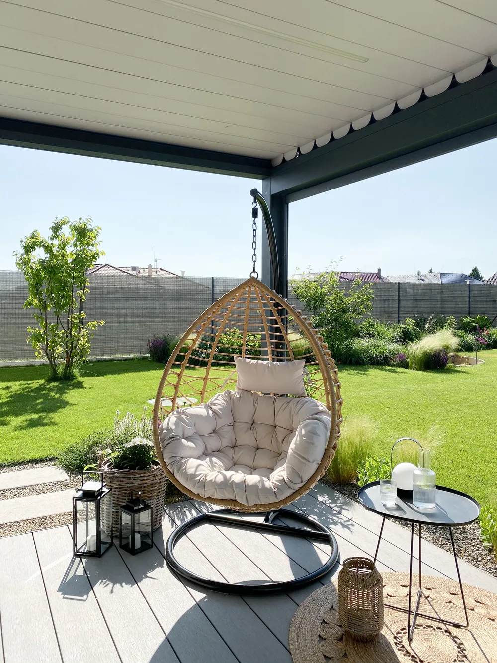 Hanging Chair with Stand ARSITA PE Rattan Natural