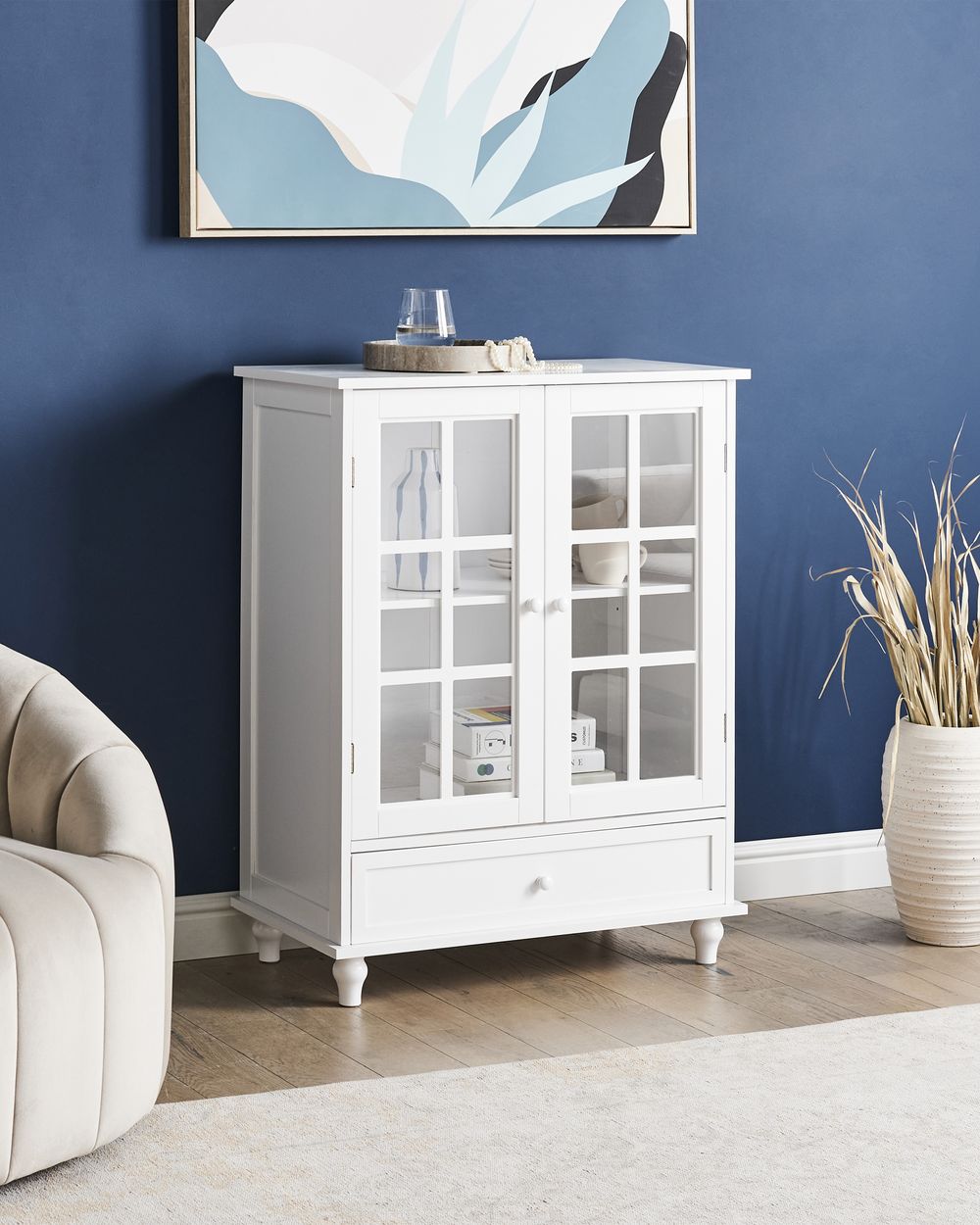 Buffet avec vitrine en verre CARLET 71 cm Blanc