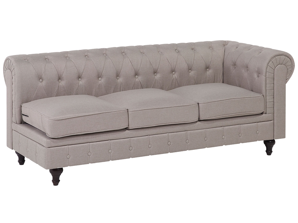 Right Hand Fabric Corner Sofa Beige CHESTERFIELD Beliani