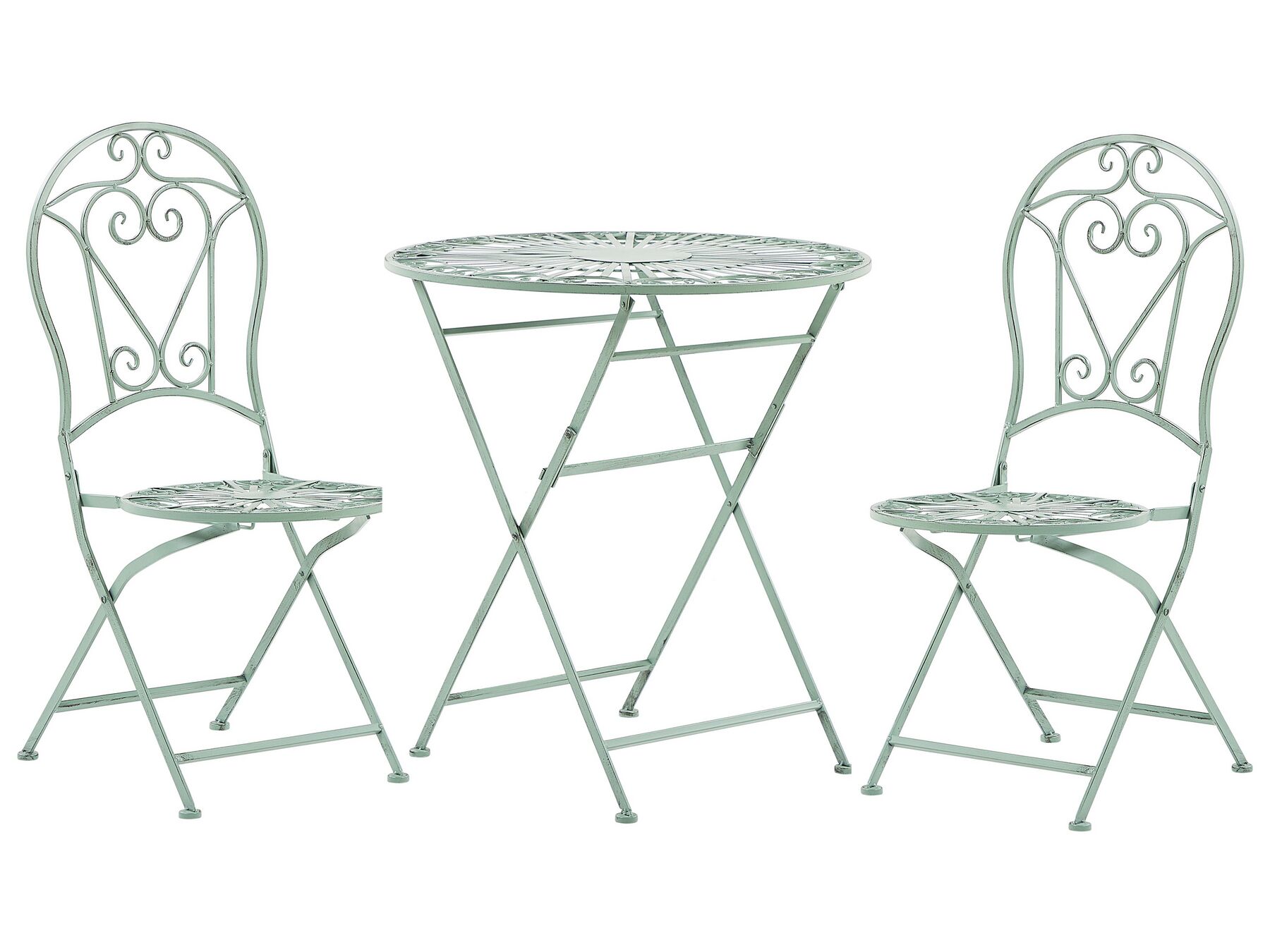 Balkónová sada zelená s 2 skladacími stoličkami a kovovým stolom TRENTO_780732