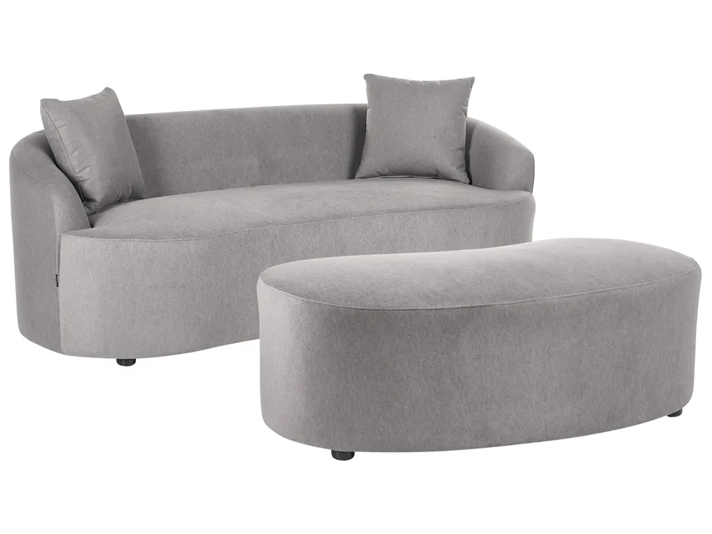 Sofa AMAL mit Ottomane Stoff Grau