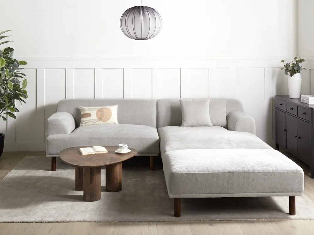Corner Sofa 3 Seater HOLT with Ottoman Fabric Light Grey Left Hand_960550