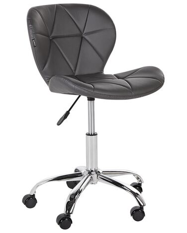 Faux Leather Desk Chair Graphite Grey VALETTA