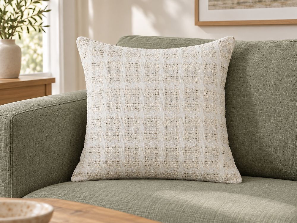 Pyntepude DOURIS 45 x 45 cm Lys Beige Ternet mønster