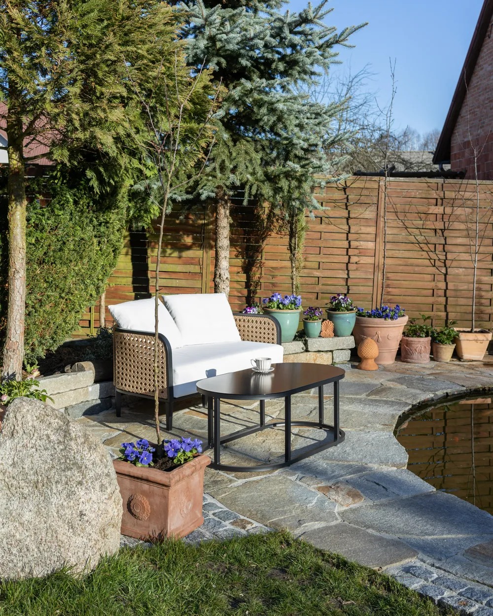 Set da giardino con tavolo 2 posti MONTEFALCO Metallo Bianco_979270
