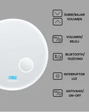 Espejo de baño LED FIXIN 80 cm 80 cm con altavoz Bluetooth integrado Plateado_940618