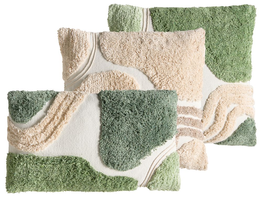 Set di 3 cuscini decorativi ALSTONIA 30 x 50 cm 45 x 45 cm Cotone Verde Trama astratta