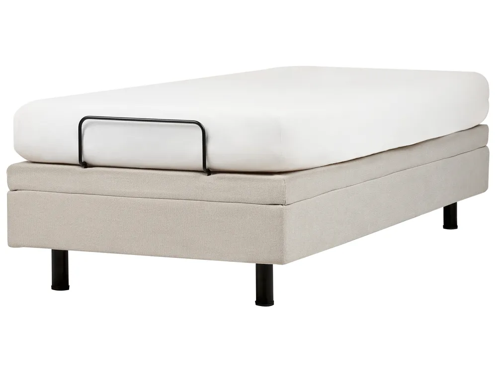 Adjustable Bed without Headboard Fabric DUKE II 90 x 200 cm (EU Single) Light Beige_952185