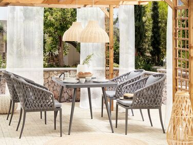  Metal Garden Dining Table 140 x 80 cm Grey LIPARI