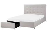 Bed with Storage Drawers LA ROCHELLE Fabric Light Grey 140 x 200 cm (EU Double)_927596