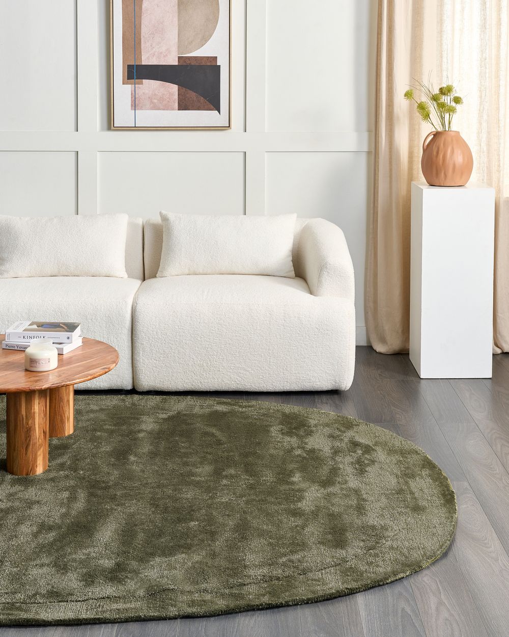 Rug MITHA Olive Green 200 x 300 cm Viscose