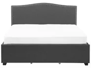 Bed with Storage Drawers MONTPELLIER Fabric Dark Grey 180 x 200 cm (EU Super King)_709554