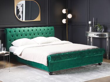 Velvet EU Super King Bed Emerald Green AVALLON