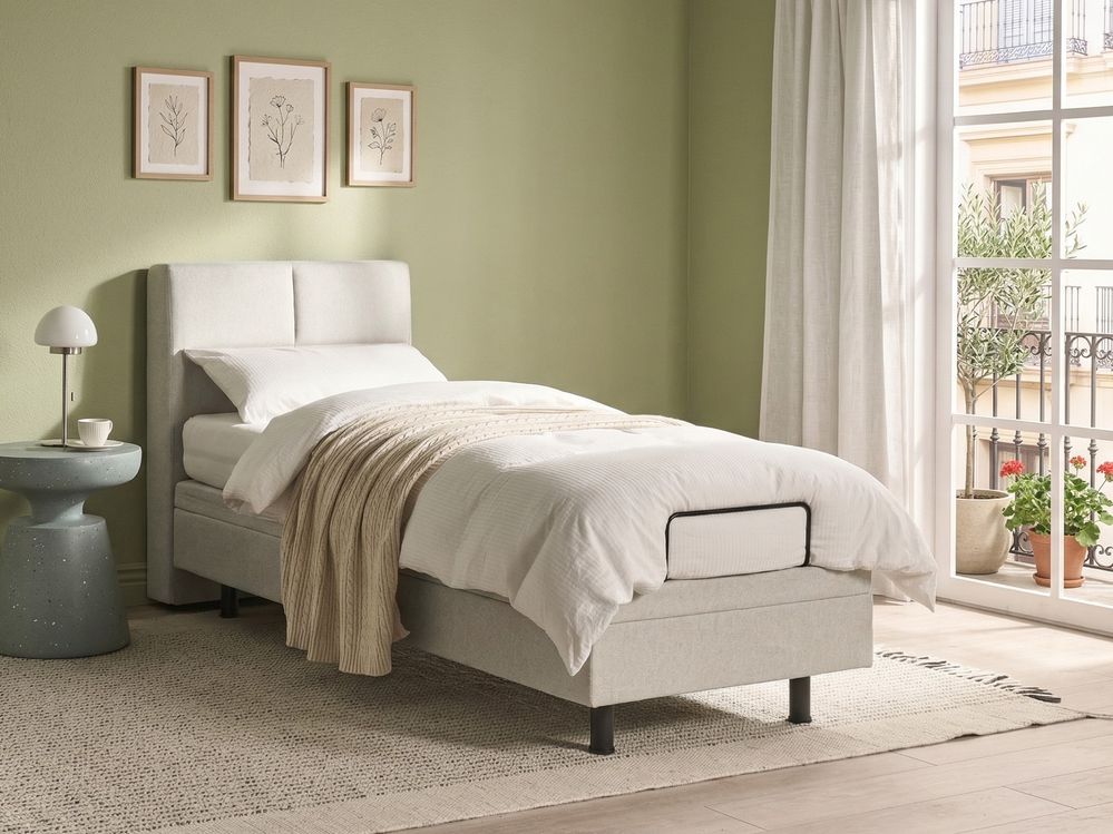 Lit réglable Tissu VICEROY 80 x 200 cm Beige clair