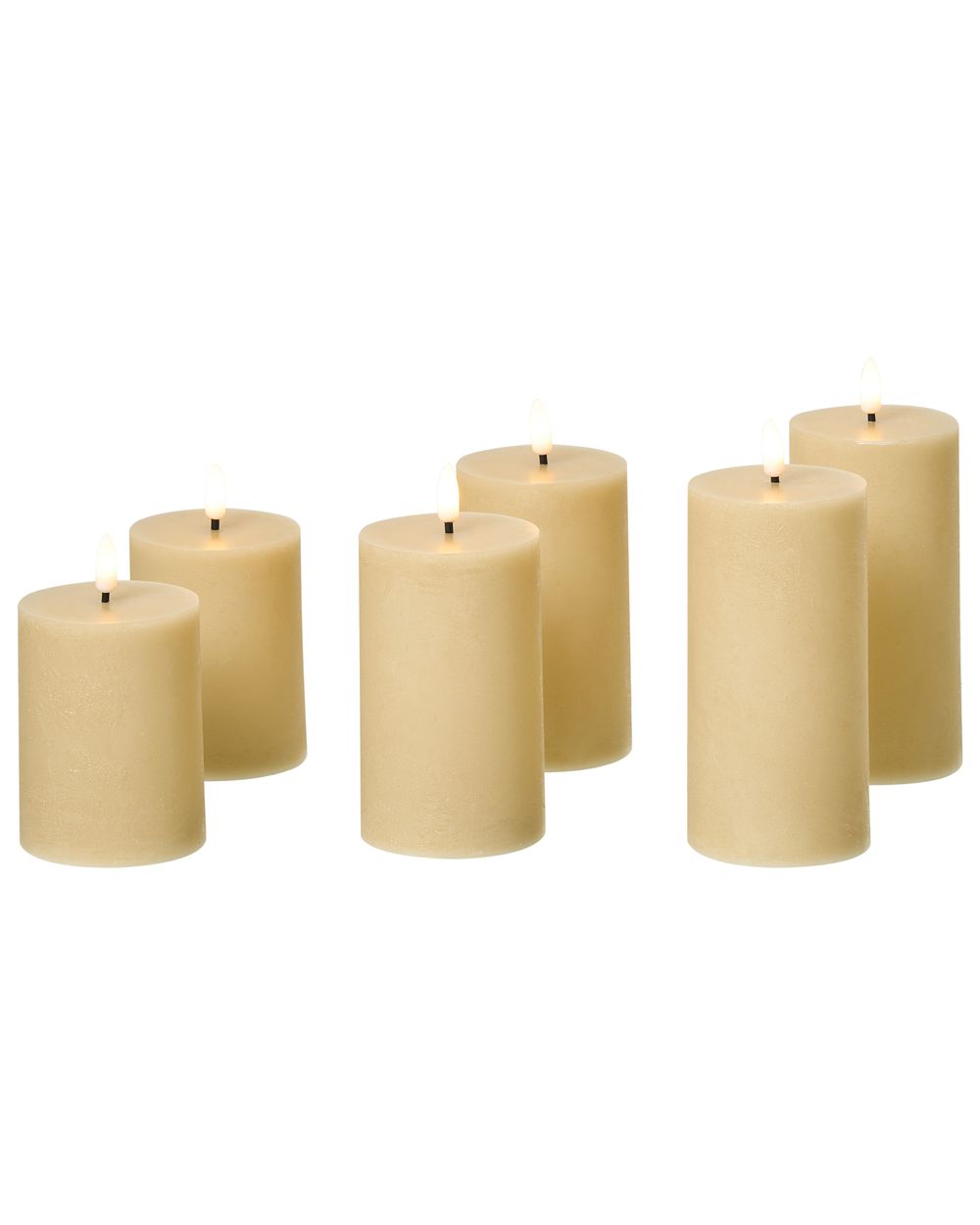 LED Kerzen 6er Set BRAISE 10/13/15 cm Beige