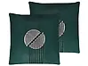 Set of 2 Decorative Cushions CEROPEGIA 45 x 45 cm Velvet Emerald Green Geometric Pattern