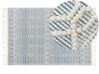 Teppich Wolle blau / weiss 160 x 230 cm Fransen Kurzflor ORHANELI_856515