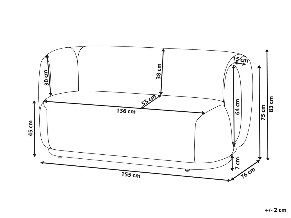 Sofa 3 Seater MELLOSA Fabric Brown_1197349