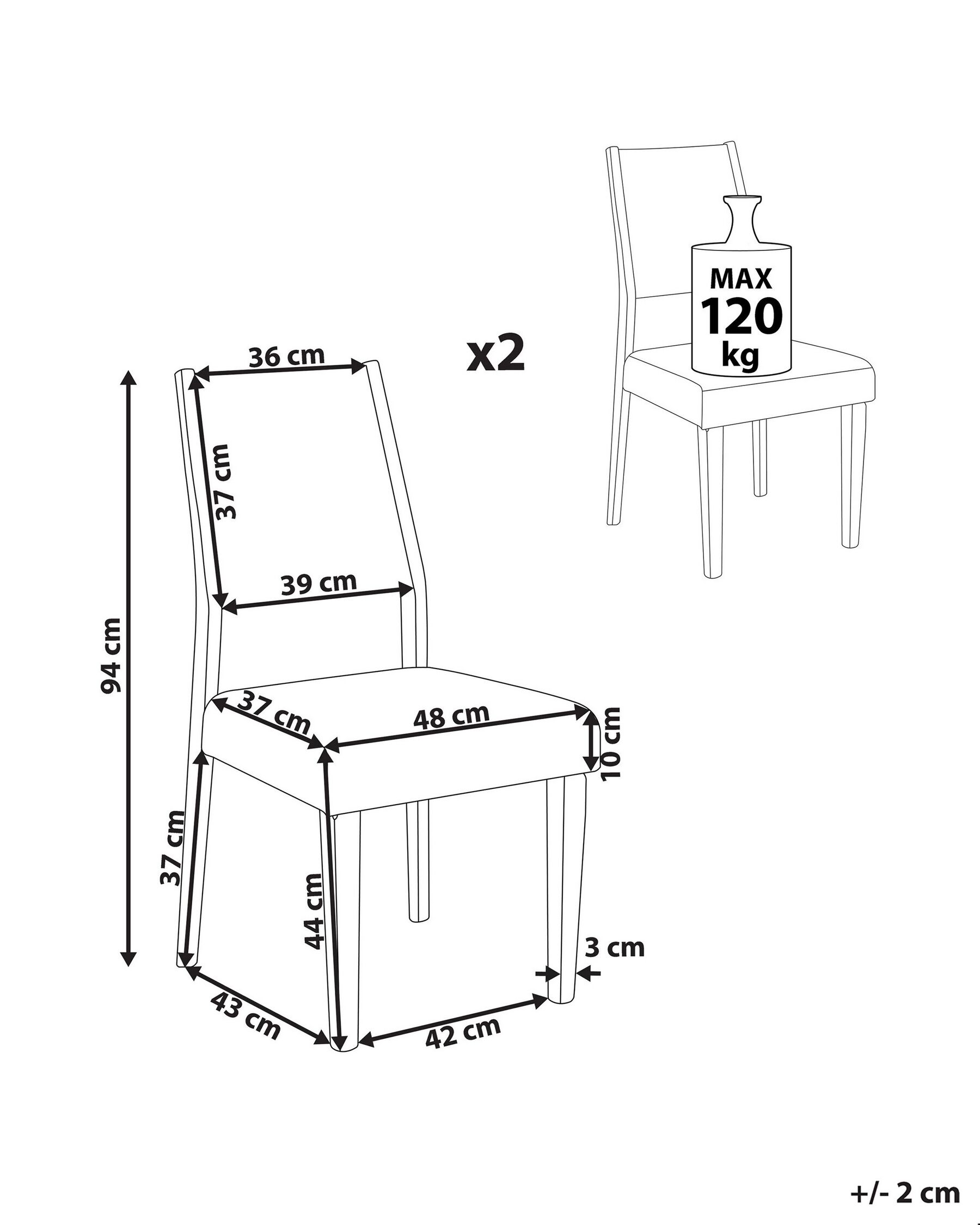 Set of 2 Dining Chairs ELMIRA Wood Grey_832016