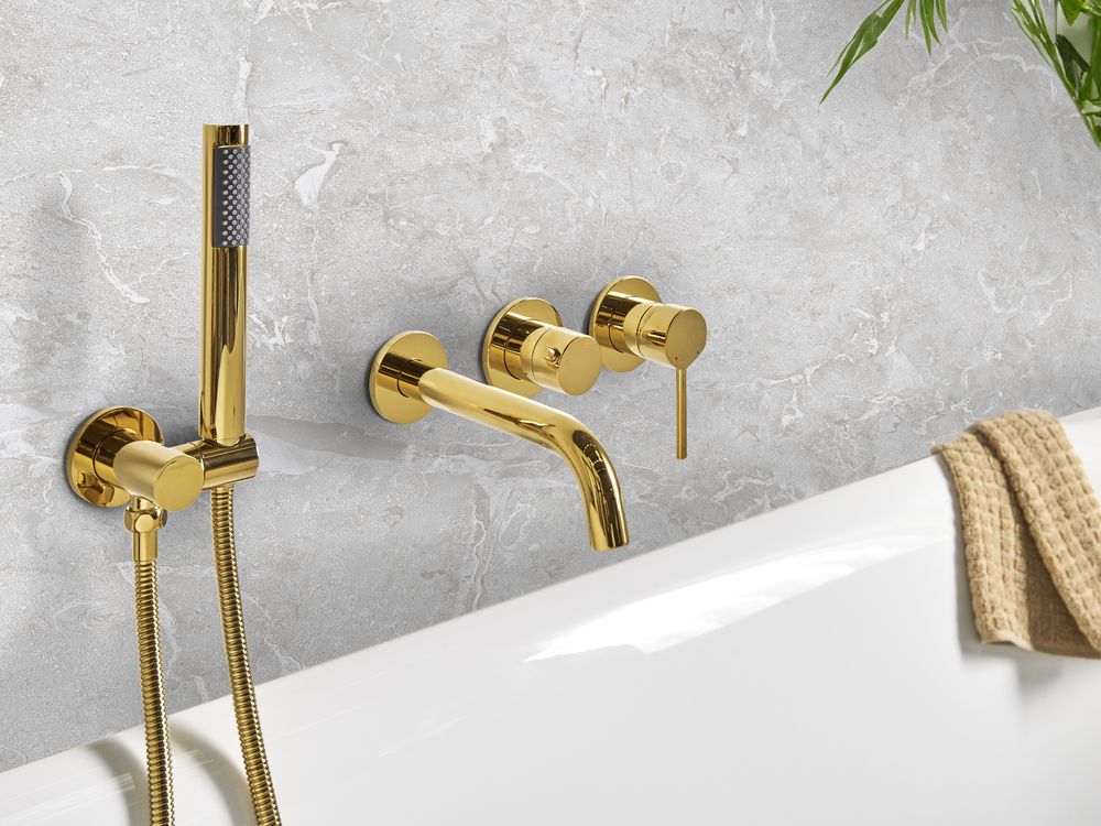 Wall Mounted Bath Shower Mixer Tap JAVIRA Gold
