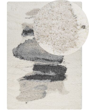 Teppich weiß / grau 200 x 300 cm abstraktes Muster Shaggy MASIS