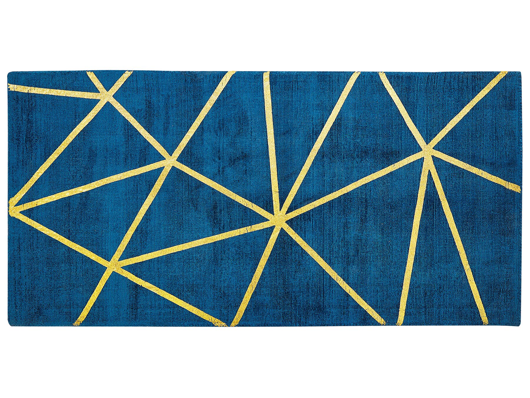 Vloerkleed viscose marineblauw/goud 80 x 150 cm HAVZA_762379