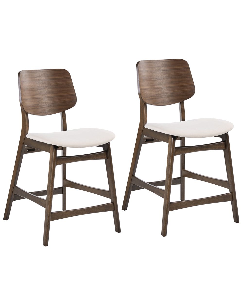 Set of 2 Bar Chairs MAYER Wood Off-White/ Brown