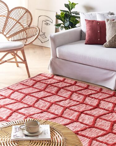 Cotton Area Rug 140 x 200 cm Red SIVAS