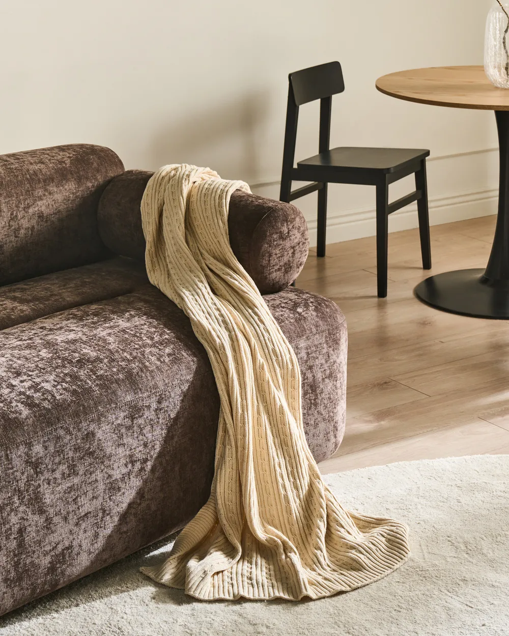Sofa 2 Seater ELVA Chenille Dark Brown_1035649