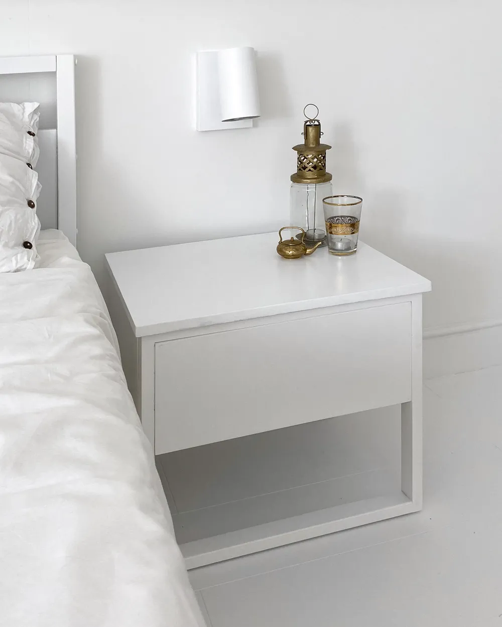 1 Drawer Bedside Table GIULIA Pine Wood White_820568