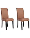 Set of 2 Dining Chairs BROADWAY Faux Leather Golden Brown