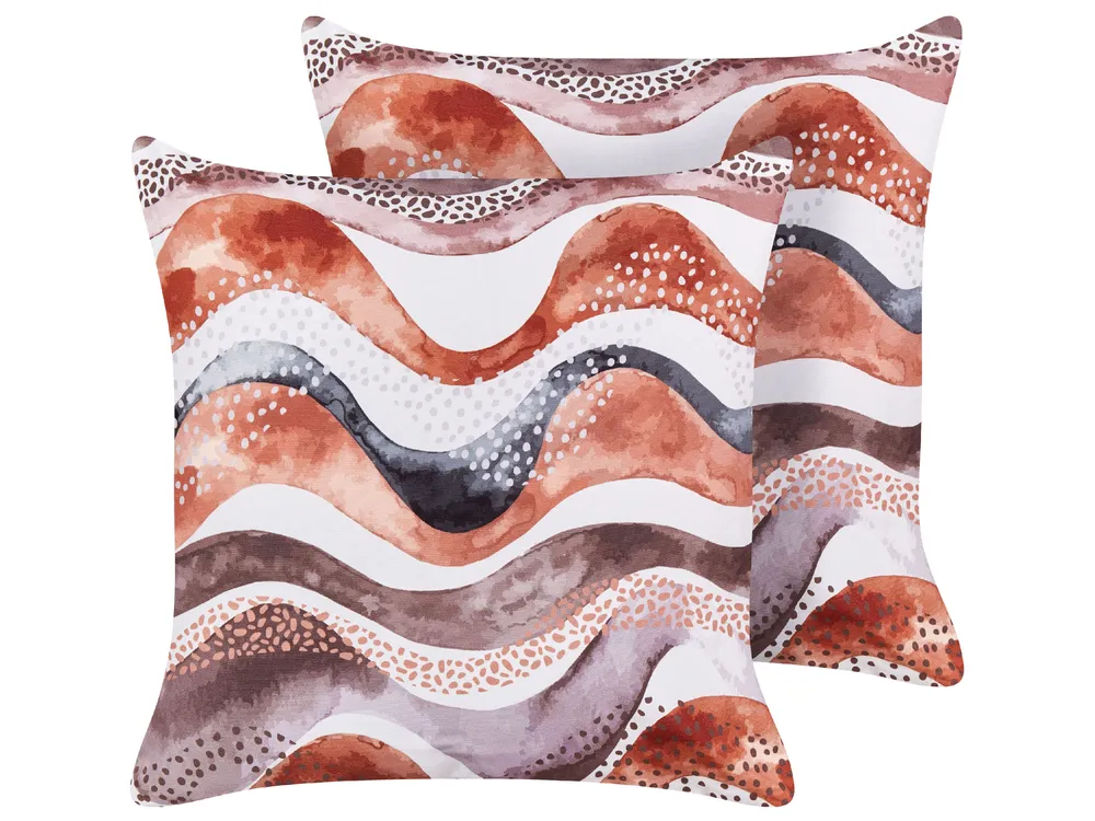 Set of Outdoor Cushions SEBORGA Abstract Pattern 45 x 45 cm Brown