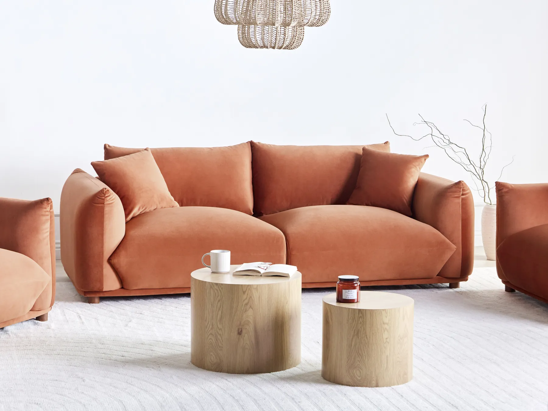 Sofa 3 Seater LUVOS Velvet Golden Brown_970449