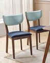 Sada 2 dřevěných jídelních židlí tmavé dřevo/modré MOKA_832128